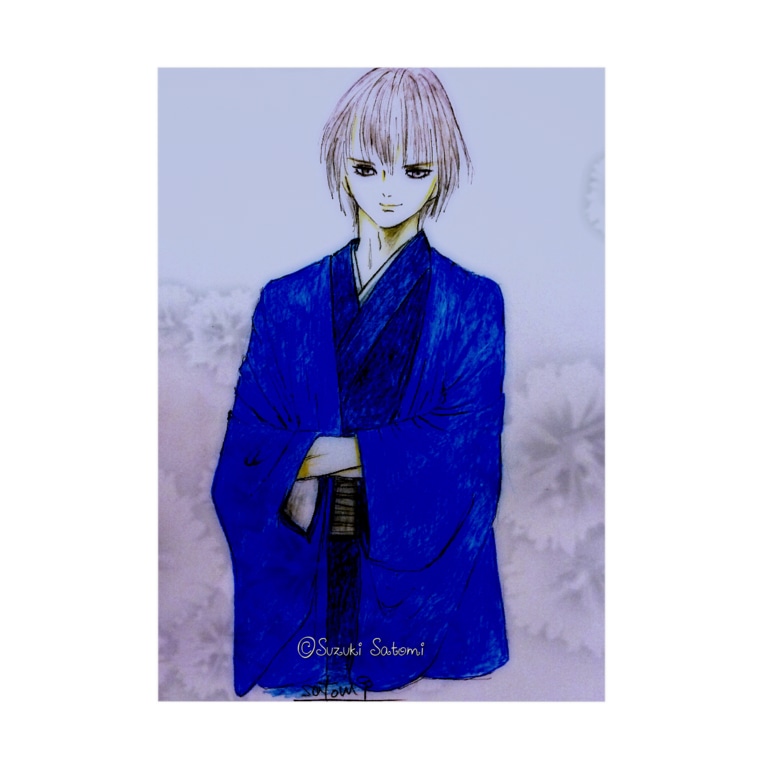 着物男子 Stickable Tarpaulin By Suzuki Satomi イラストショップ Lingmucongmei5 Suzuri