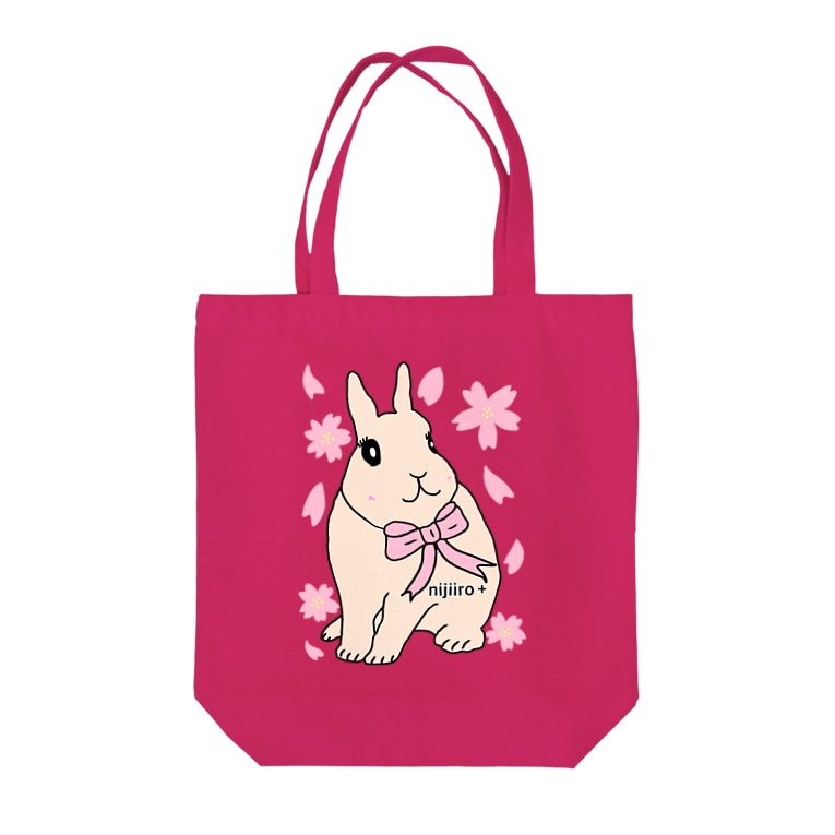 可愛いうさぎちゃんと桜 ピーチカラー 虹色plus Nijiiroplus のトートバッグ通販 Suzuri スズリ 可愛いうさぎちゃんと桜 ピーチカラー 虹色plus Nijiiroplus のトートバッグ通販 Suzuri スズリ