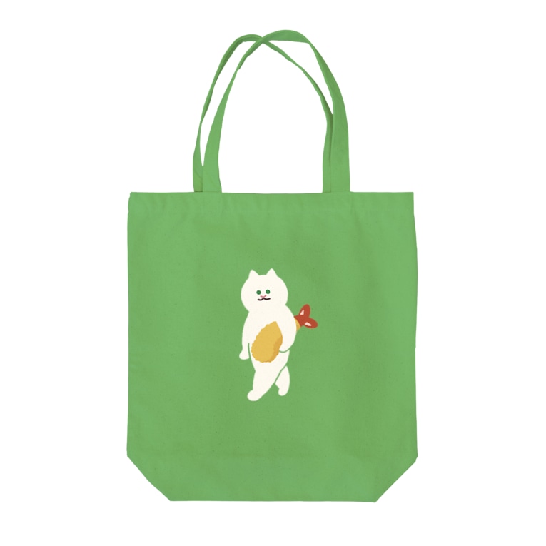 エビフライをさわやかに持ち運ぶ猫 Suiminグッズのお店 Suimin Goods のトートバッグ通販 Suzuri スズリ