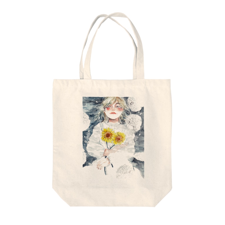 水面に笑う C オカ サヤカ Tote Bags By 紫陽花イラストレーター オカサヤカ グッズショップ Tsuku Ne Suzuri