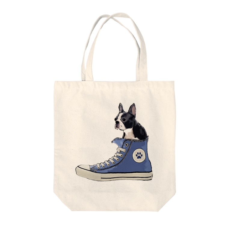 スニーカーにすっぽり入ったボストンテリア 犬グッズの店しえるぶるー Cielblue のトートバッグ通販 Suzuri スズリ スニーカーにすっぽり入ったボストンテリア 犬グッズの店しえるぶるー Cielblue のトートバッグ通販 Suzuri スズリ