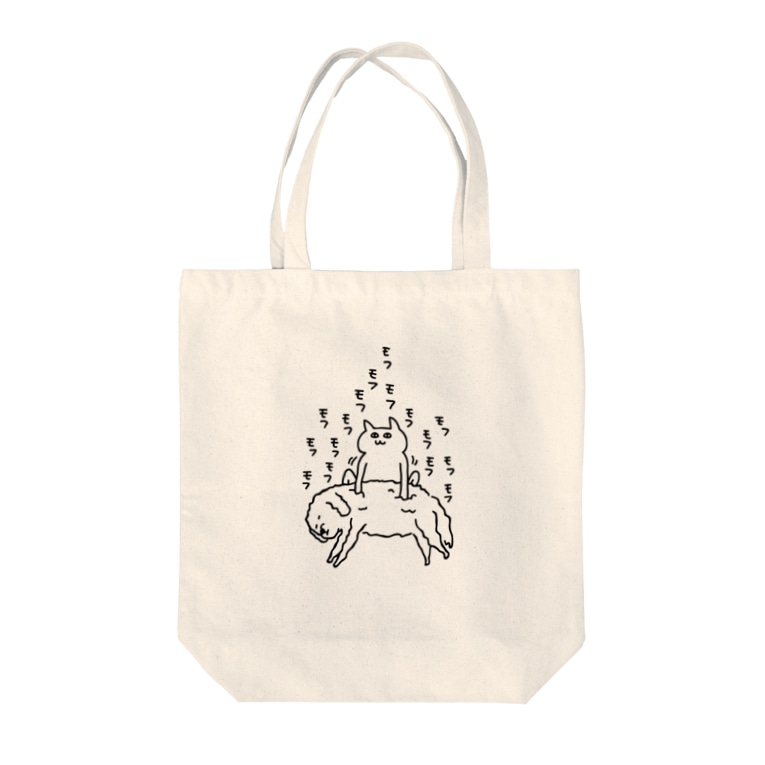 イヌをモフモフするネコ Tote Bags By Pokustar Pokustar Suzuri