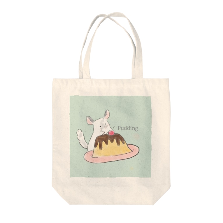 レトロ喫茶 チンチラちゃんとプリン Tote Bags By おとむしふぁくとりー Oto Musi Suzuri