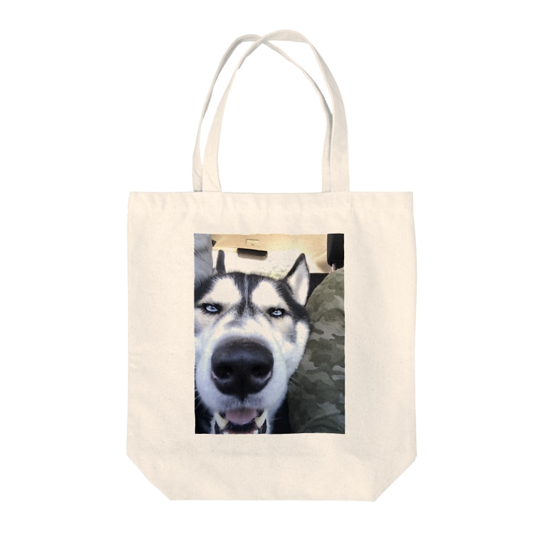 ジト目ハスキー バジル Tote Bags By Dream Dog World 夢犬 Nuetanp Suzuri