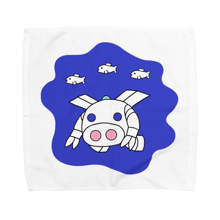 深海探査ロボ ピッグボール海 かい Towel Handkerchiefs By 豚人イラストのパンダ武島 Pandatakeshima Suzuri