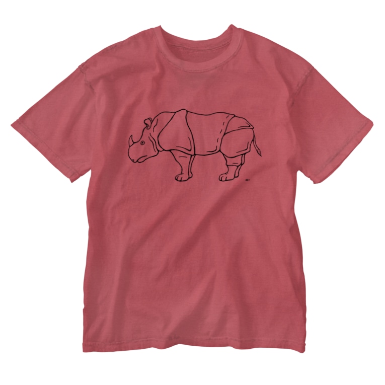 サイ Rhino 動物イラスト Aliviostaのウォッシュtシャツ通販 Suzuri スズリ