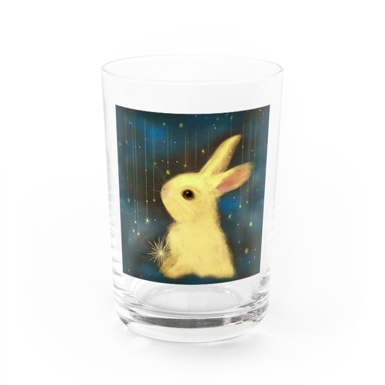 夜空から降る流れ星を拾ったかわいい子うさぎ Water Glass By Norima 39 S Shop Norima Suzuri